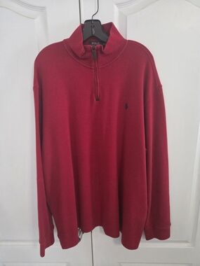 Polo by Ralph Lauren Men's Red Quarter-Zip Pullover